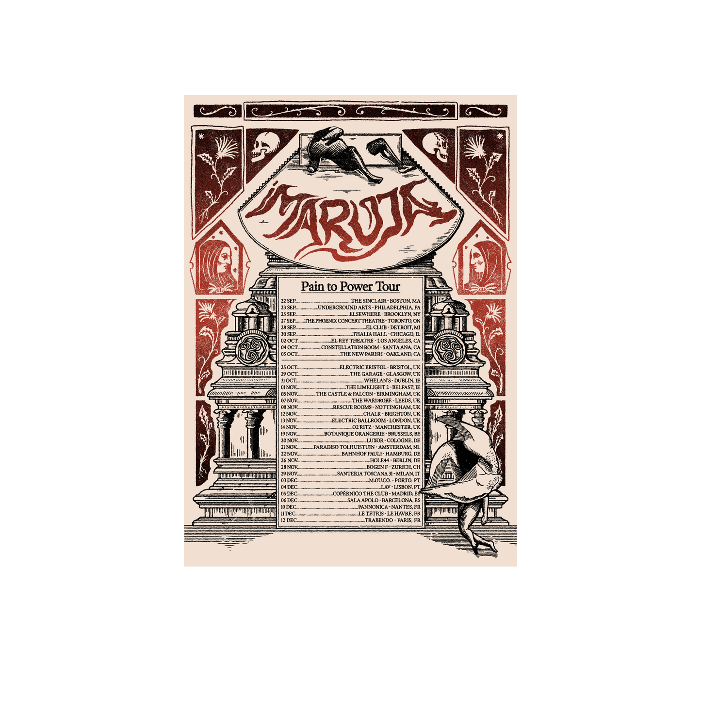 Maruja - Pain to Power A3 2025 Tour Screenprint